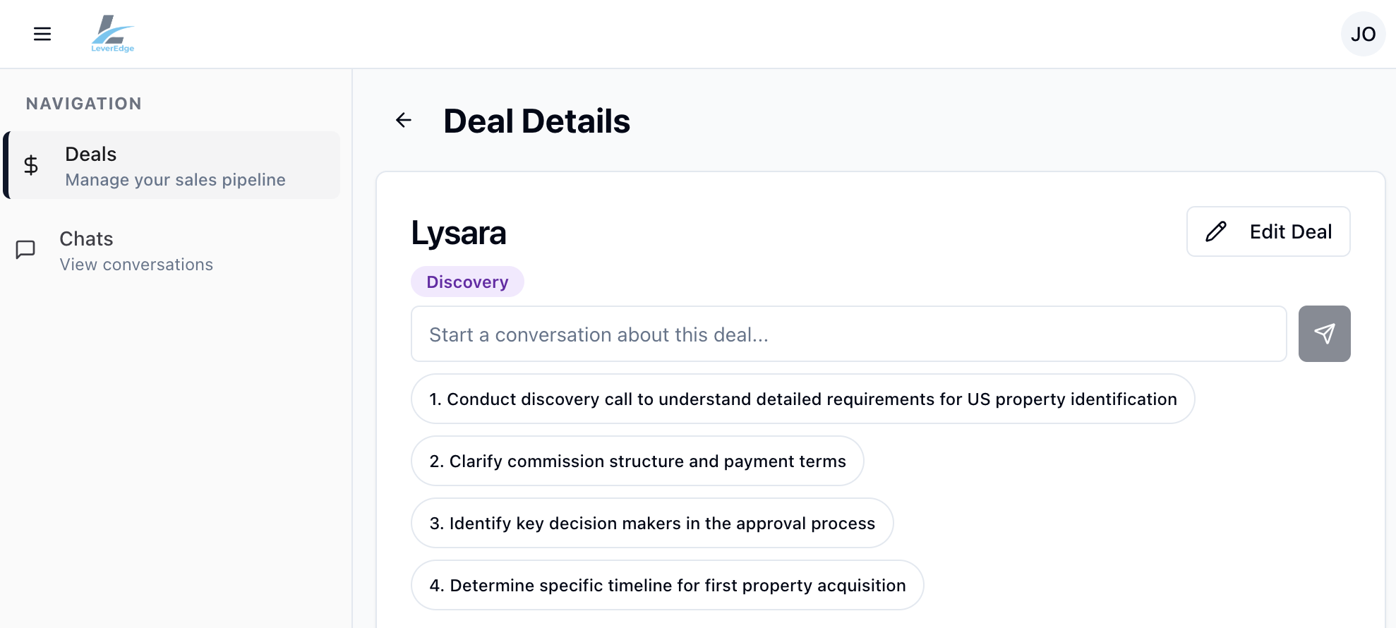 LeverEdge Deal Coaching Interface